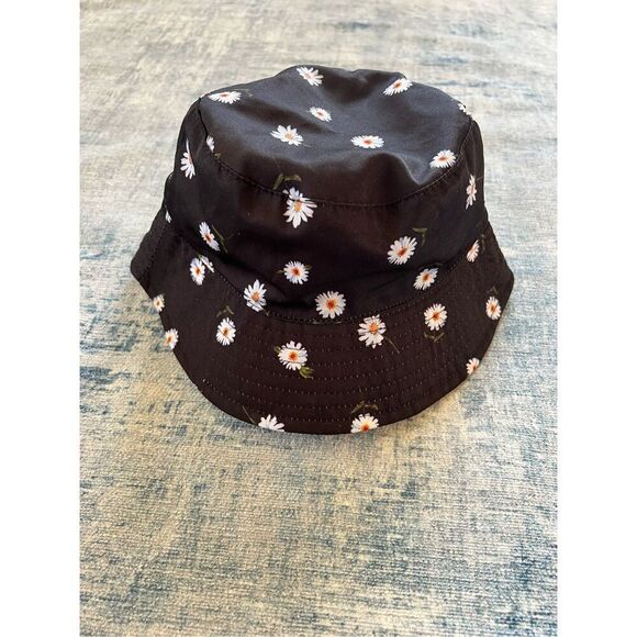 Alice + Olivia Black White Daisy Print Reversible Bucket Hat One Size - Picture 1 of 4
